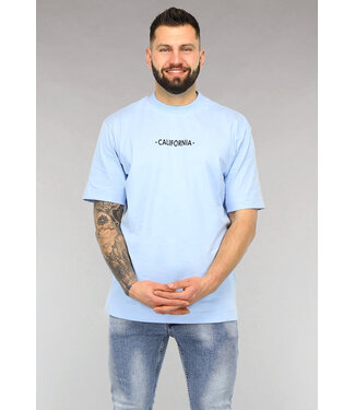 Lichtblauw California Print Heren T-Shirt