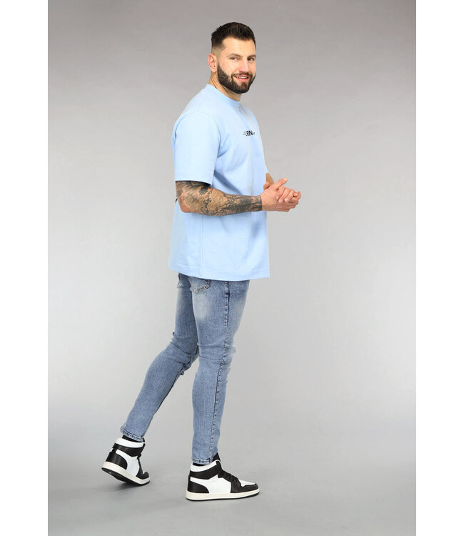 Lichtblauw California Print Heren T-Shirt
