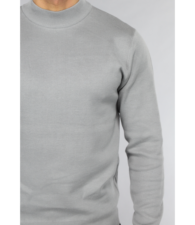 Fijngebreide Grijze Heren Trui met Kleine Col