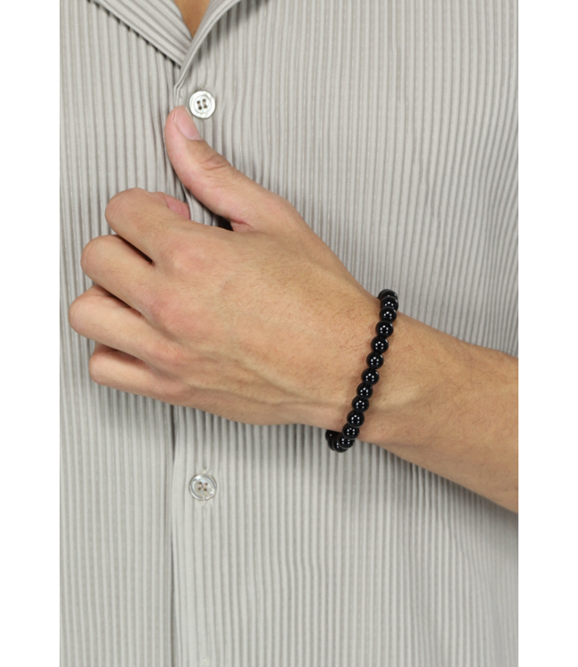 Zwarte Elastische Heren Kralen Armband