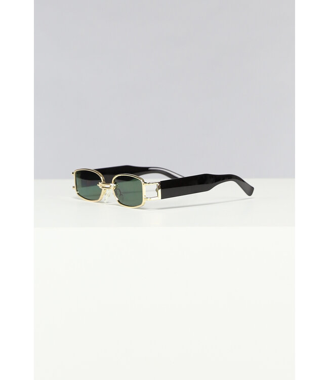 NEW2903 Zwarte Smalle Heren Zonnebril met Groene Glazen