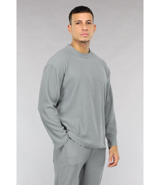 Grijze Ribstof Heren Two Piece