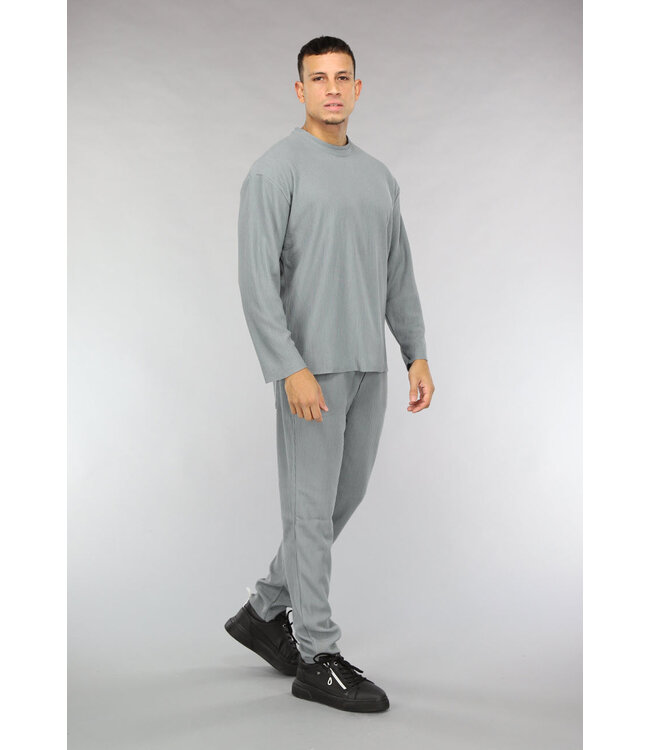 Grijze Ribstof Heren Two Piece