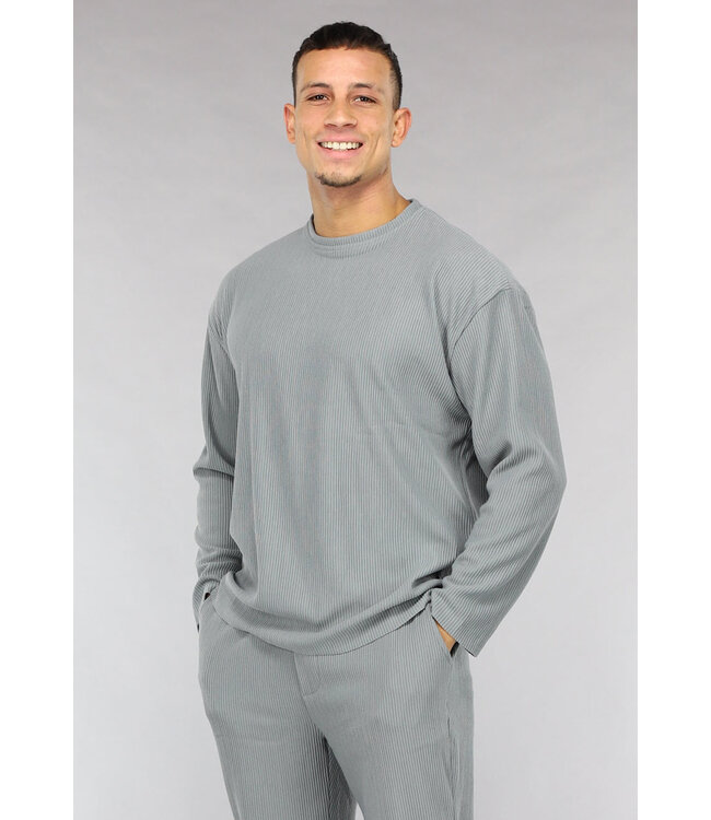 Grijze Ribstof Heren Two Piece