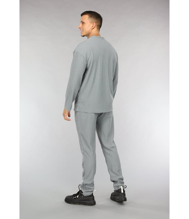 Grijze Ribstof Heren Two Piece