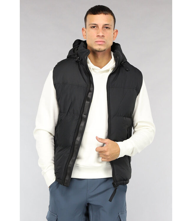 Zwarte Heren Bodywarmer met Capuchon