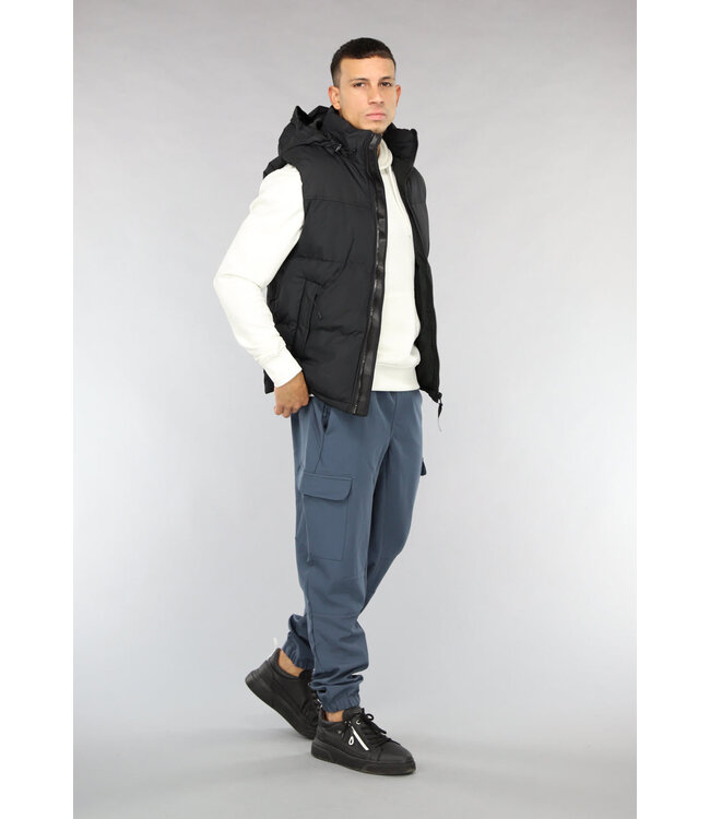Zwarte Heren Bodywarmer met Capuchon