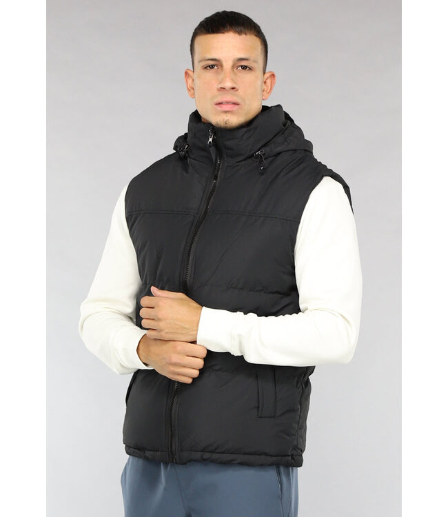 Zwarte Heren Bodywarmer met Capuchon