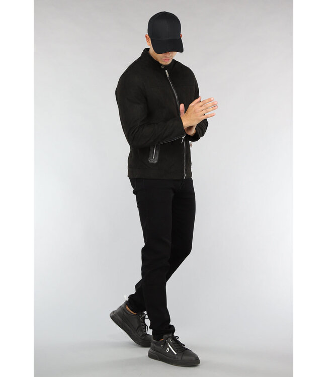 Zwarte Suèdelook Heren Jas