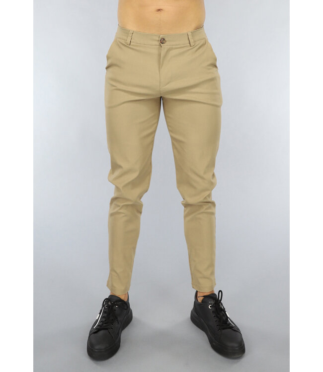 Beige Stretchy Heren Pantalon