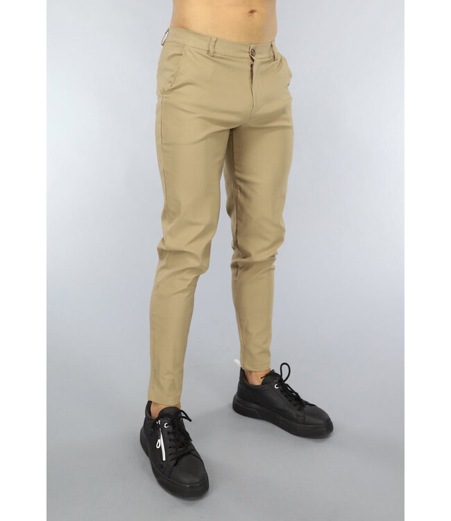 Beige Stretchy Heren Pantalon