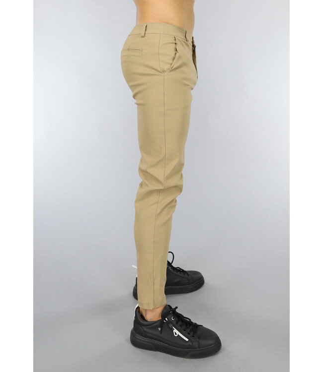 Beige Stretchy Heren Pantalon