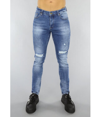 NEW0305 Blauwe Ripped Heren Jeans met Stretch