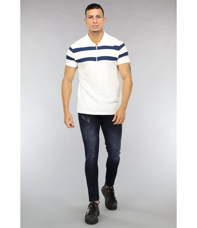 Donkerblauwe Heren Skinny Jeans met Light Wash