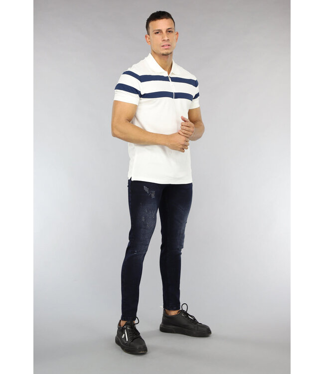 Donkerblauwe Heren Skinny Jeans met Light Wash