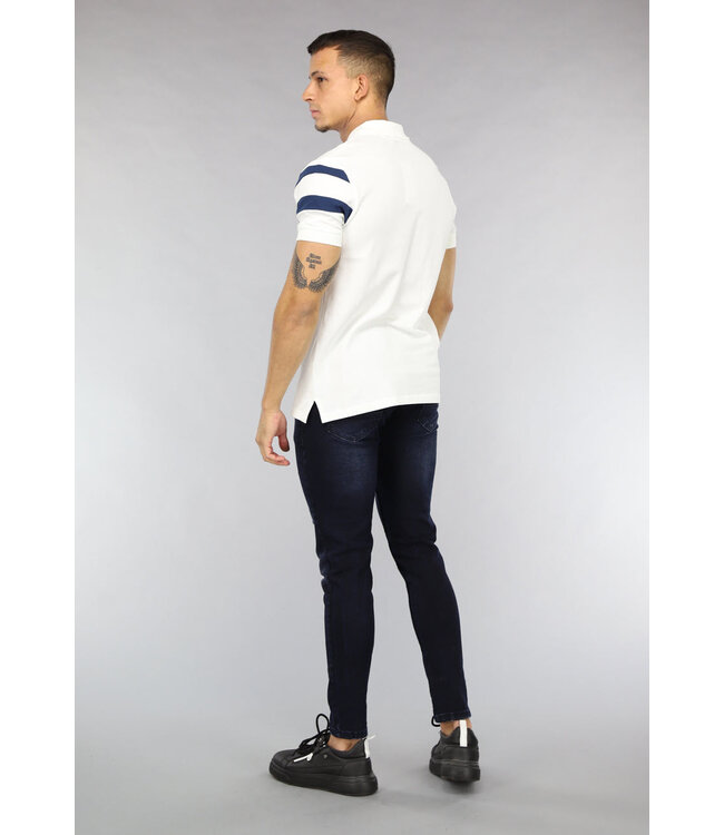 Donkerblauwe Heren Skinny Jeans met Light Wash