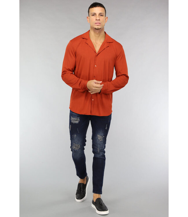Donkerblauwe Jeans met Vintage Wash en Gaten