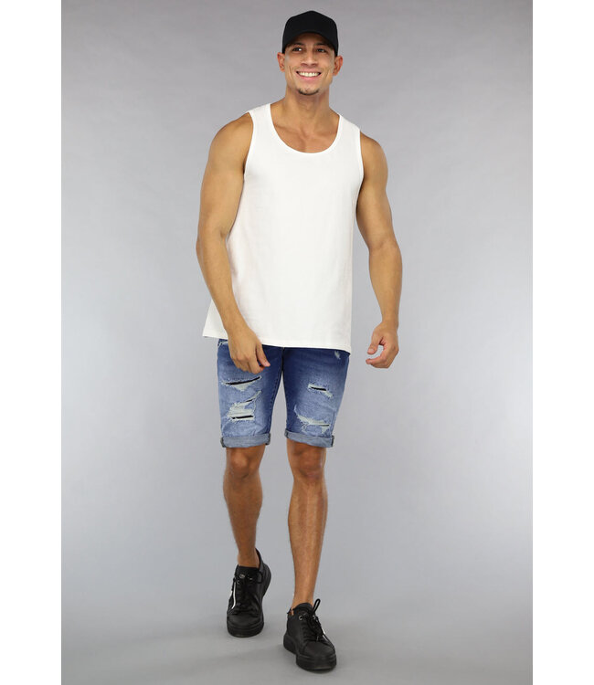 Basic Witte Heren Top Zonder Mouwen