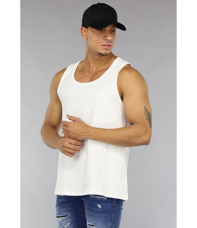 Basic Witte Heren Top Zonder Mouwen