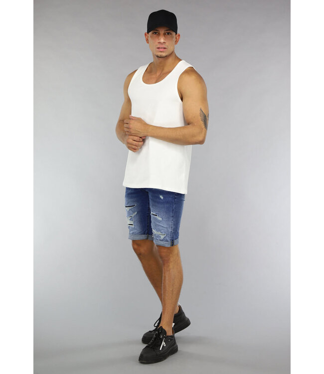 Basic Witte Heren Top Zonder Mouwen