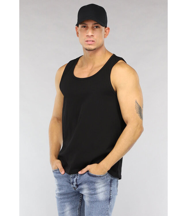 NEW2302 Zwarte Basic Heren Tanktop