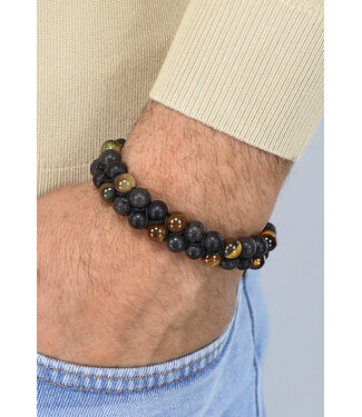 Bruine Dubbele Boho Heren Kralen Armband