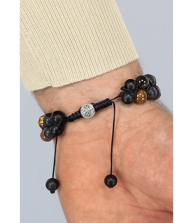 Bruine Dubbele Boho Heren Kralen Armband