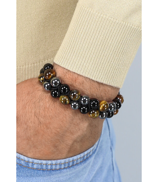 Stoere Verstelbare Heren Armband met Kralen
