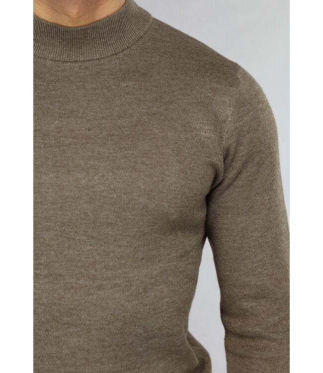 Gemêleerde Bruine High Neck Heren Trui