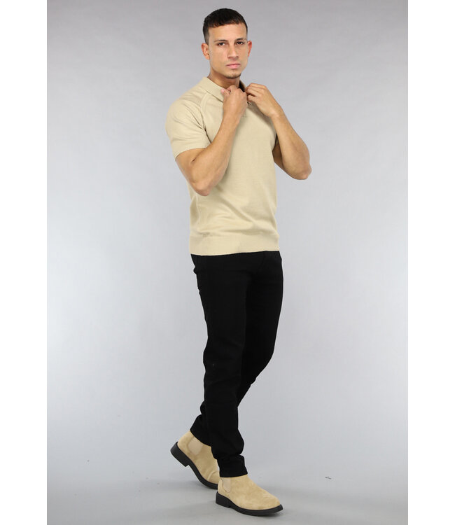 NEW1503 Beige Elastische Heren Polo