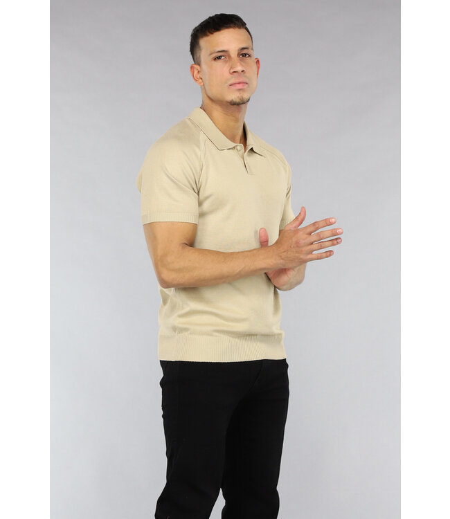 NEW1503 Beige Elastische Heren Polo