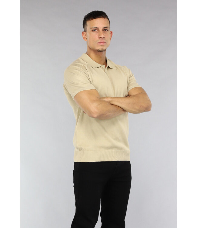 NEW1503 Beige Elastische Heren Polo