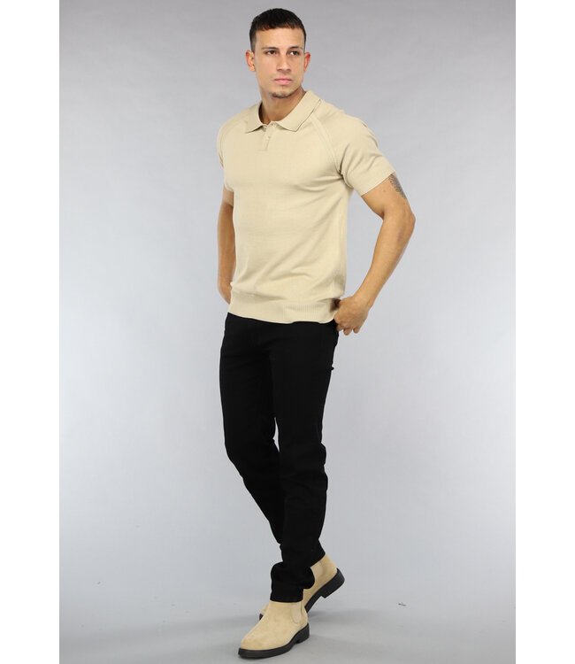 NEW1503 Beige Elastische Heren Polo