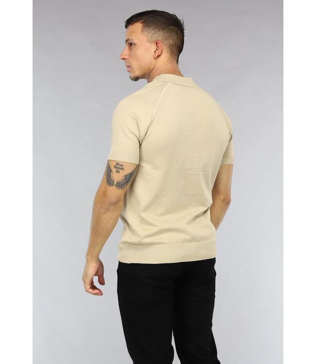 NEW1503 Beige Elastische Heren Polo