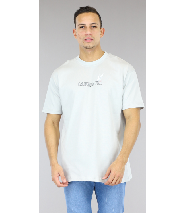 Grijs Oversized "California Time" Heren T-Shirt