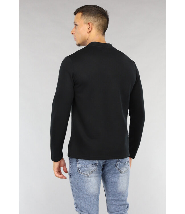 NEW1503 Zwarte Longsleeve Heren Top met Rits