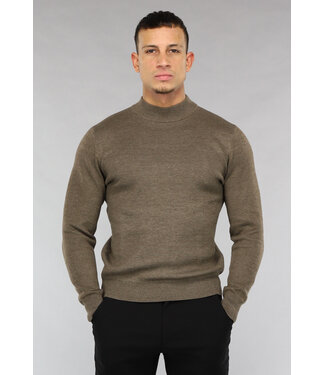 Gemêleerde Bruine High Neck Heren Trui
