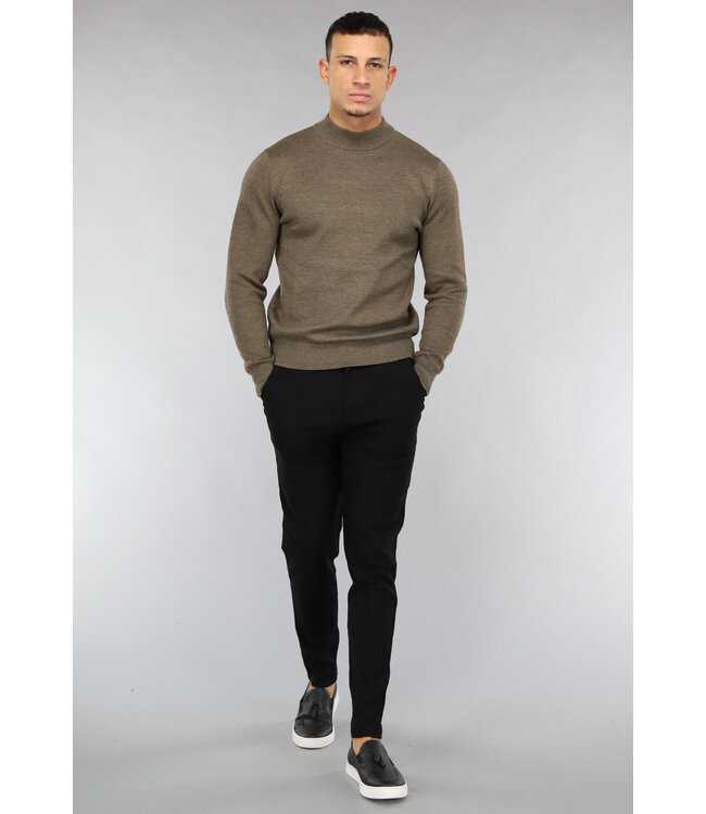Gemêleerde Bruine High Neck Heren Trui