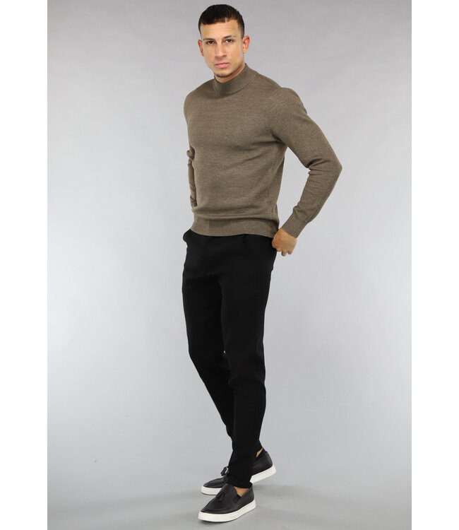 Gemêleerde Bruine High Neck Heren Trui