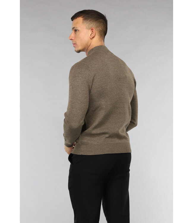 Gemêleerde Bruine High Neck Heren Trui