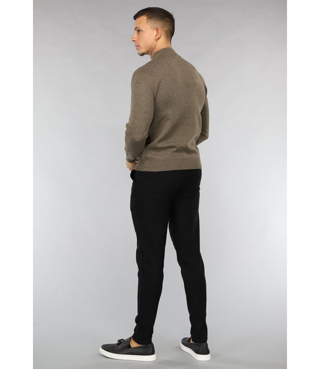 Gemêleerde Bruine High Neck Heren Trui