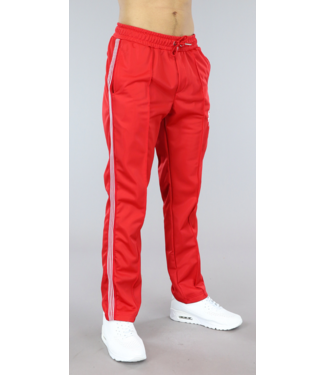 Rode Heren Sportbroek met Streepdetails