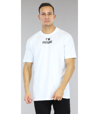 !SALE50 Wit Oversized Heren "I'm Future" T-Shirt