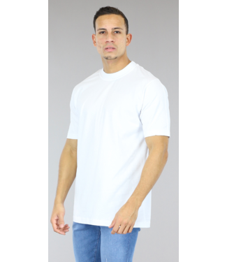 !SALE50 Wit Effen Mannen T-Shirt