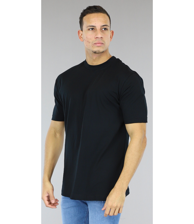 !SALE50 Zwart Effen Mannen T-Shirt