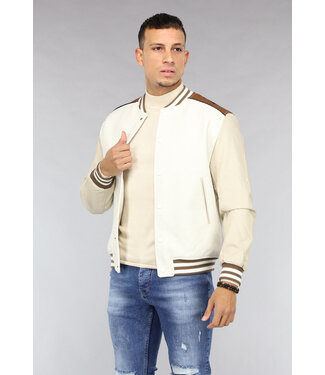 NEW1503 Beige Heren Bomber Jas met Vintage Look