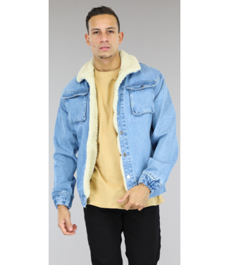 !OP=OP Blauwe Gevoerde Heren Denim Jacket