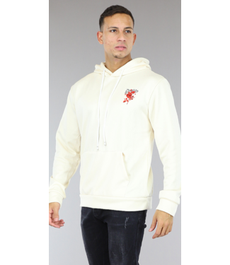 !SALE50 Crème Heren Hoodie met Duality Print