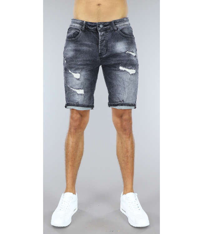 !OP=OP Grijze Short met Wassing en Gaten