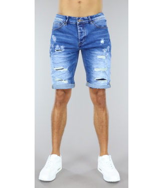 Blauwe Short met Scheuren
